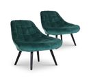 Lot De 2 Fauteuils En Velours "johan" 102cm Vert