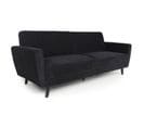 Canapé Convertible En Velours "garry" 220cm Noir