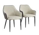 Lot De 2 Fauteuils Design "zoa" 88cm Beige et Marron