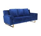 Canapé Convertible Velours "albine" 210cm Bleu