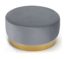 Pouf Rond En Velours Design "minnie" 75cm Argent