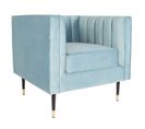 Fauteuil Design En Velours "goya" 76cm Bleu