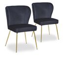 Lot De 2 Chaises Velours Design "elsa" 79cm Noir