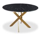 Table De Repas Ronde "rixa" 120cm Noir Et Or