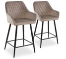 Lot De 2 Chaises De Bar Velours "onika" 105cm Taupe