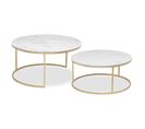 Lot De 2 Tables Basses "geon" 78cm Blanc et Or