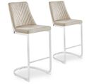 Lot De 2 Chaises De Bar Design "darling" 108cm Taupe