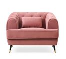 Fauteuil Capitonné En Velours "glamour" 93cm Rose