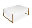 Table Basse Design "valentin" 90cm Blanc et Or