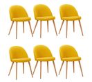 Lot De 6 Chaises Scandinaves Maury Tissu Jaune