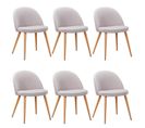 Lot De 6 Chaises Scandinaves Tissu "morro" 78cm Gris Clair