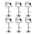 Lot De 6 Chaises De Bar "paddington" 110cm Noir et Blanc