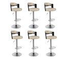 Lot De 6 Chaises De Bar "wilson" 110cm Noir et Beige