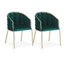 Lot De 2 Chaises Design "elvire" 79cm Vert et Or