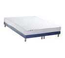 Ensemble Matelas Mousse Accueil Latex 3 Zones Initialbi Confort + Sommier 2x80x200 Bleu Deni