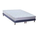 Ensemble Matelas Mousse Accueil Memoire De Forme Mam Azur + Sommier 2x80x200 Bleu Denim