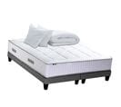 Ensemble Matelas Ressort 7 Zones Prestige + Sommier Gris Chine + Oreiller et Couette 180x200