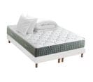 Ensemble Matelas Ressort 7 Zones Hygge + Sommier + Couette + Oreillers 2x90 X 200 Cm Blanc