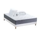 Ensemble Matelas Ressort 7 Zones H.30cm + Sommier + Couette + Oreillers Max 140 X 190 Cm Blanc