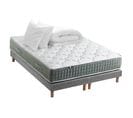 Ensemble Matelas Ressort 7 Zones Hygge + Sommier + Couette + Oreillers 2x90 X 200 Cm Gris Chiné