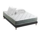 Ensemble Matelas Ressort 7 Zones Hygge + Sommier + Couette + Oreillers 140 X 190 Cm Noir