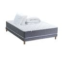 Ensemble Matelas Ressort 7 Zones H.30cm + Sommier + Couette + Oreillers Max 140 X 190 Cm Gris Chiné