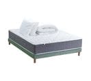 Ensemble Matelas Ressort 7 Zones H.30cm + Sommier + Couette + Oreillers Max 160x200 Vert