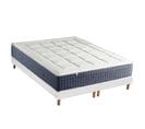 Ensemble Matelas Ressort 7 Zones + Mémoire De Forme + Sommier King Style 2x80 X 200 Cm Blanc