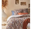 Housse De Couette En Percale De Coton Orange Et Bleu 240x220