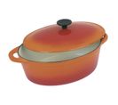 Cocotte Ovale Grand Chef En Fonte D'acier Émaillée L 37 Cm 9 L Orange Tous Feux Dont Induction