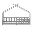 Lit cabane pour enfant 200x90, en bois massif avec sommier à lattes et protection contre chute, gris