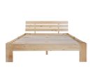 Lit double avec tête de lit et sommier à lattes 200x140, en bois massif de pin