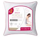 Oreiller Percale 100% Coton - Lot De 2 - 60x60 Cm - Gonflant - Confort Moelleux - Anti Acariens