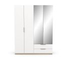 Armoire 4 Portes, 2 Tiroirs Et 2 Miroirs - L157,3 Cm