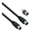 Câble TV Coaxial 9,52 Mm Mâle/fem.+adaptateur Mâle/mâle 2 M - Noir