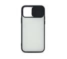 Coque Rigide Avec Cache Caméra Pour iPhone 12/12 Pro - Semi-transparente/noire