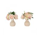 Bouquet Artificiel De Fleurs Roses En Pot 25cm Lot De 2