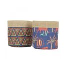 Cache-pots En Jute Et Tissu Ethnique 25cm Lot De 2