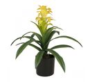 Guzmania Artificiel Toucher Naturel Jaune 45cm