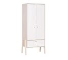 Armoire 2 Portes 1 Tiroir Avec Penderie - Blanc Et Beige