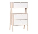 Commode 2 Tiroirs Et 1 Porte Abattant - Blanc Et Beige