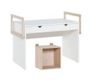 Bureau 2 Tiroirs Avec Échelles Et Cube Ouvert De Face - Blanc Et Bois