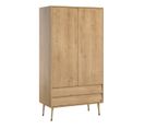 Armoire 2 Portes 2 Tiroirs Avec Penderie -  L100 X H191 Cm