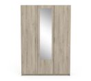 Armoire 3 Portes 1 Miroir Et Penderie Effet Bois - L134 X H192 Cm