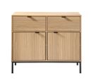 Petit Buffet 2 Portes 2 Tiroirs Effet Bois L90 X H79 Cm