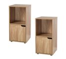 Tables De Chevet 2 Cases Décor Bois 1 Porte - Lot De 2