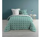 Housse De Couette 240x220 + 2 Taies Tahina Bleu Coton 57 Fils