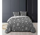 Housse De Couette 240x220 + 2 Taies Suzanne Anthracite Coton 52 Fils