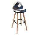 Lot De 2 Tabourets De Bar Patchwork Bleu Gris