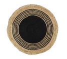 Tapis Rond Jute Coton Noir D90